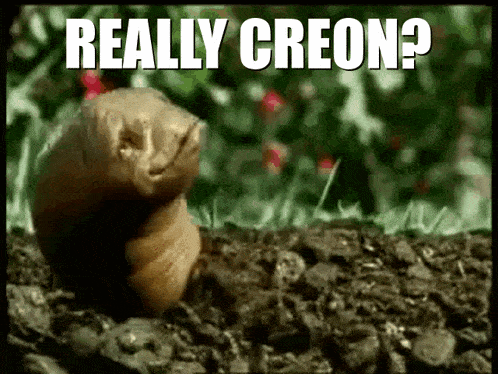 a worm is crawling out of the ground with the words really creon written above it