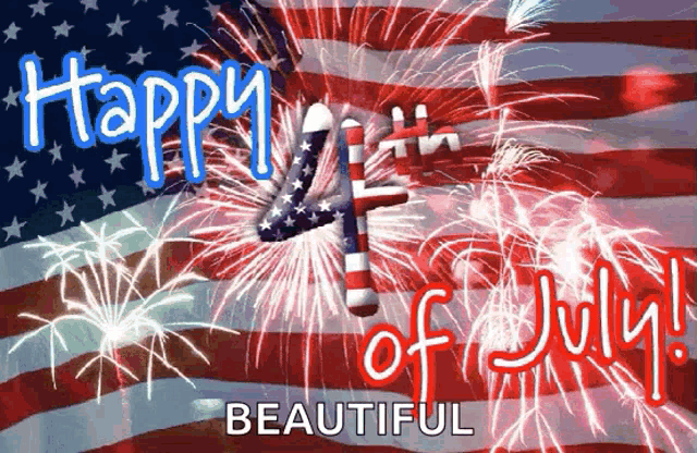 a happy 4th of july beautiful greeting card with fireworks