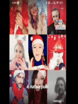 a collage of people wearing santa hats and scarves with the words a natale puoi at the bottom