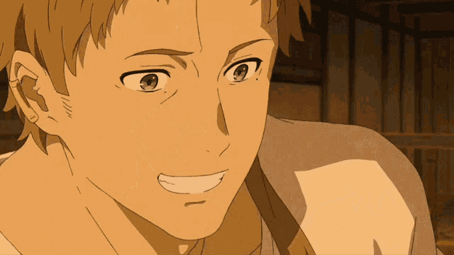 a close up of a person 's face with a smile on it