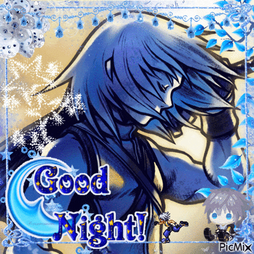 a picture of a person with the words good night