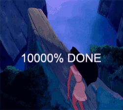 a cartoon of pocahontas standing on a rock with 10000 % done written on the bottom