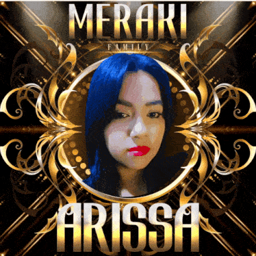a picture of a woman with blue hair and the name meraki on it