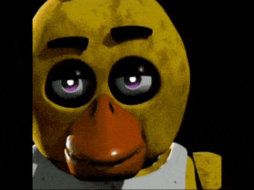 chica the chicken from five nights at freddy 's with purple eyes