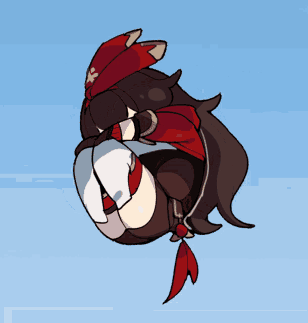 a cartoon drawing of a girl with long hair and a red scarf around her head