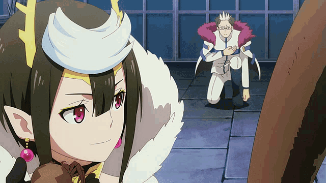 a cartoon character with horns and a crown on her head