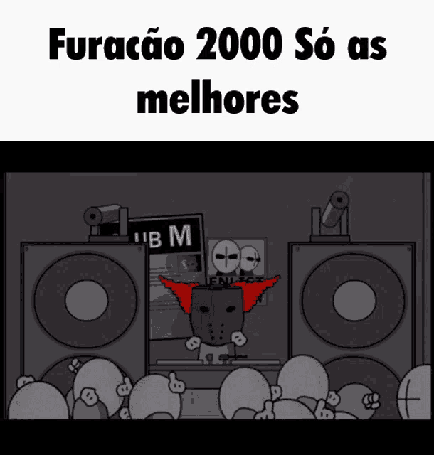 a cartoon of a dj with the words furacao 2000 so as melhores on the bottom