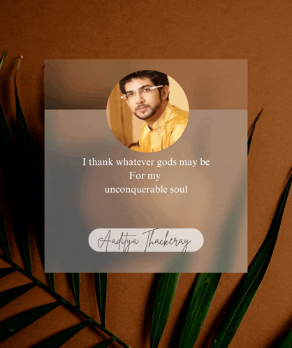 a card that says i thank whatever gods may be for my unconquerable soul with a picture of a man