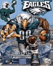 a poster for the philadelphia eagles football team with a cartoon of an eagle holding a football .