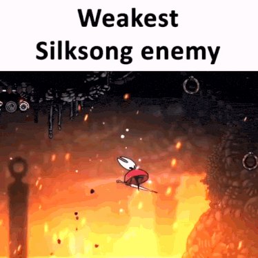 a video game with the words " weakest silksong enemy "
