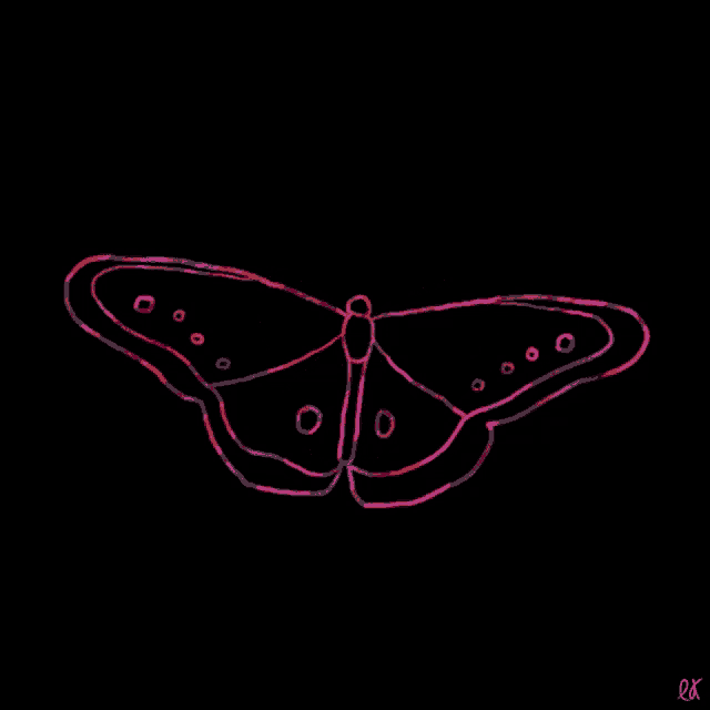a drawing of a butterfly on a black background with the letters lx below it