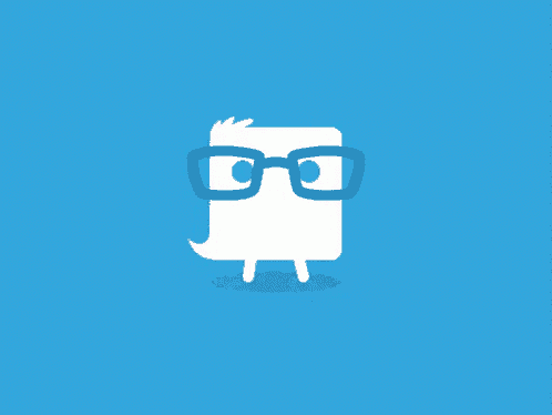 an illustration of a ghost wearing glasses against a blue background