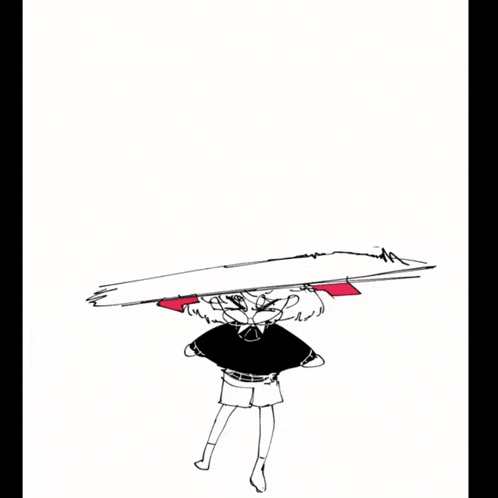 a black and white drawing of a person with red arrows pointing to their head