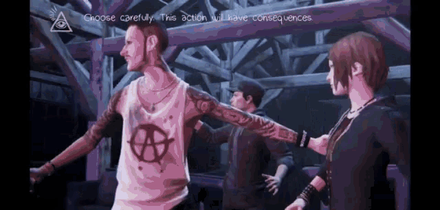 a screen shot of a video game that says " choose carefully "