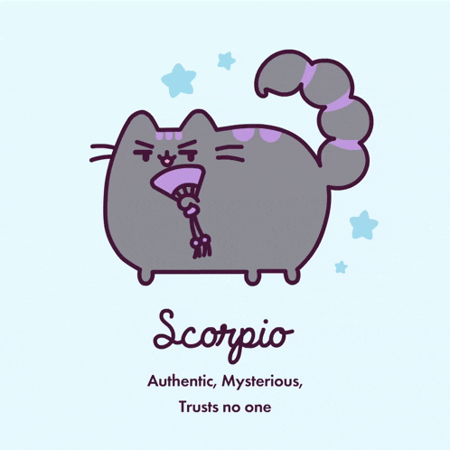 a drawing of a cat with a scorpion on its tail