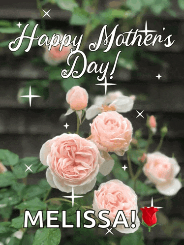 a greeting card for mother 's day with roses and the name melissa