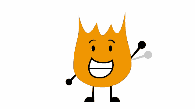 a cartoon character of a fire with arms and legs