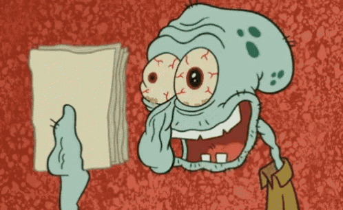 squidward from spongebob squarepants is holding a book