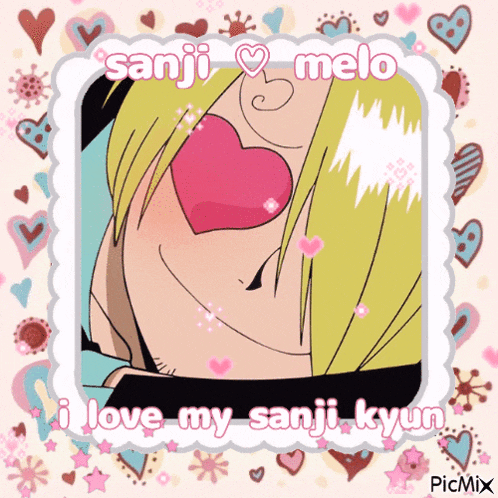 a picture of a man with a heart in his mouth and the words i love my sanji kyun