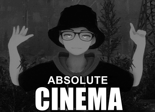 a poster for absolute cinema shows a man in a hat