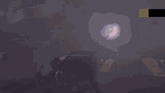 a robot is flying through the air with a purple light coming out of it 's mouth .
