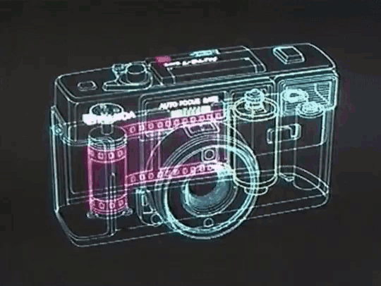 a drawing of a camera with auto focus written on it