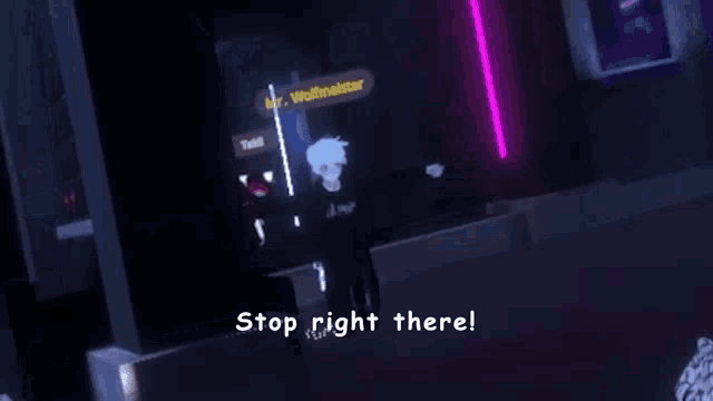 a cartoon character is standing in a dark room with the words by the cringe police below him