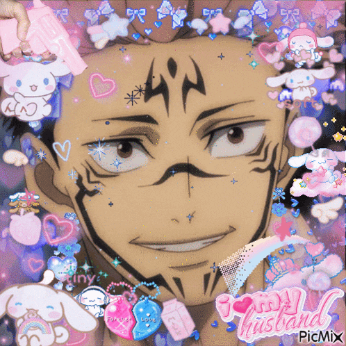 a picture of a man with a tattoo on his face and the words sorry husband on the bottom