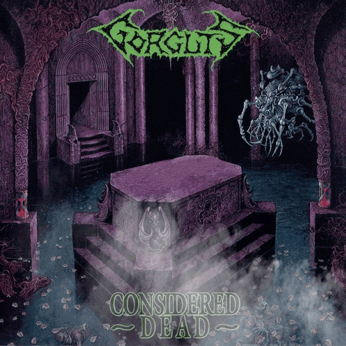 a purple album cover with the words considered dead written on it