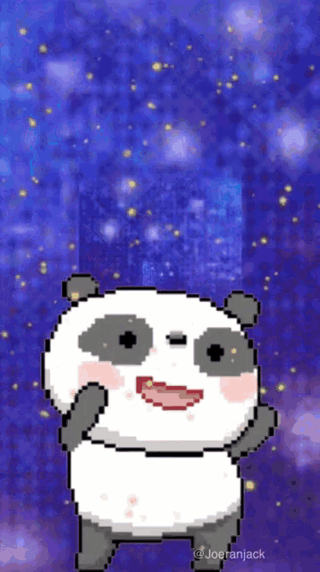 a pixel art of a panda bear with the name joeranjack on the bottom right