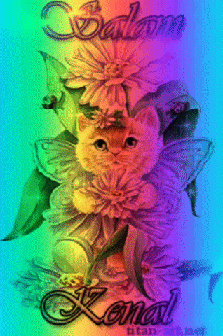 a painting of a cat surrounded by flowers with the name zena written below it