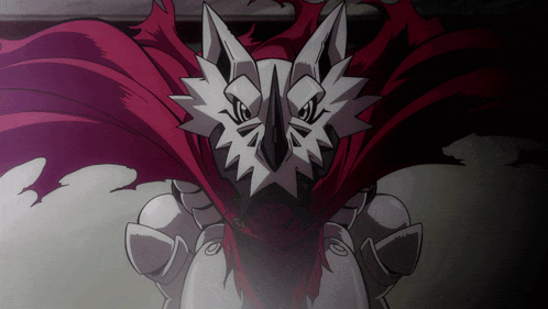 a cartoon character with a red cape and white mask