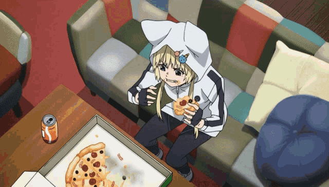 Anime Pizza Anime Girl GIF - Anime Pizza Anime Girl Kimeno Jihen GIFs