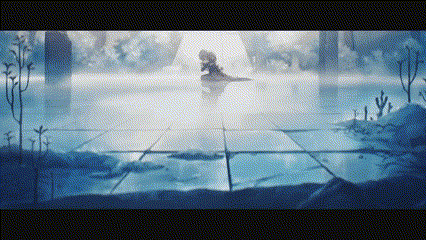 a painting of a person swimming in a pool