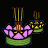 a pixel art illustration of a lotus flower with candles in it