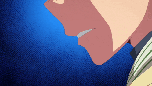 a close up of a man 's face against a blue background