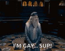 a man with a beard is saying i 'm gay ... sup .