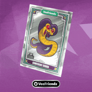 a veefriends card with a cartoon cobra on it