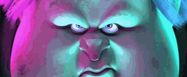 a close up of an angry cartoon character 's face