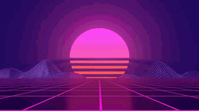 a sunset with a grid in the foreground