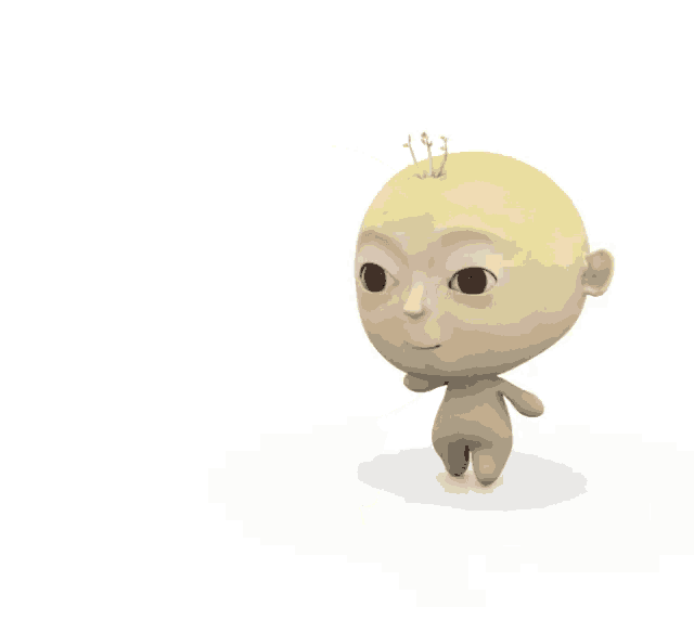 a cartoon character with a bald head and green hair