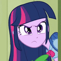 twilight sparkle from my little pony equestria girls is making a funny face