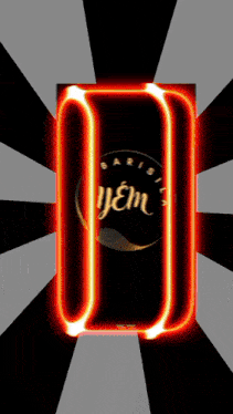 a neon sign for barista yem is lit up