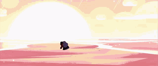 a cartoon character holding a balloon in a desert