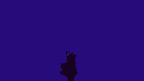 a purple and blue anime character with a cross on her face