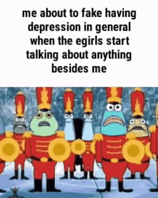 a group of cartoon characters are standing next to each other in a military marching band .
