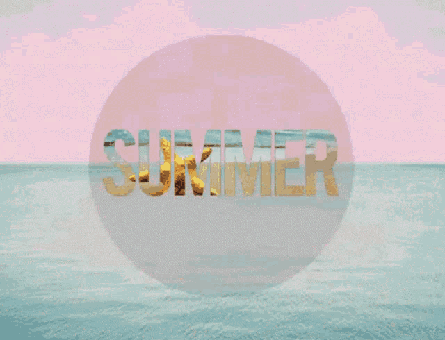 the word summer is written in a circle over the ocean