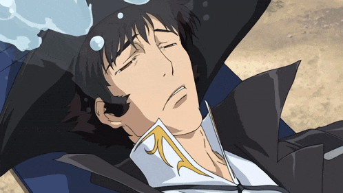 a man laying down with his eyes closed and a bubble coming out of his hat