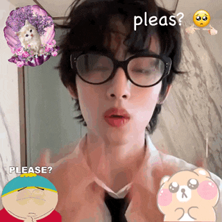 a man wearing glasses and a tie is asking for please