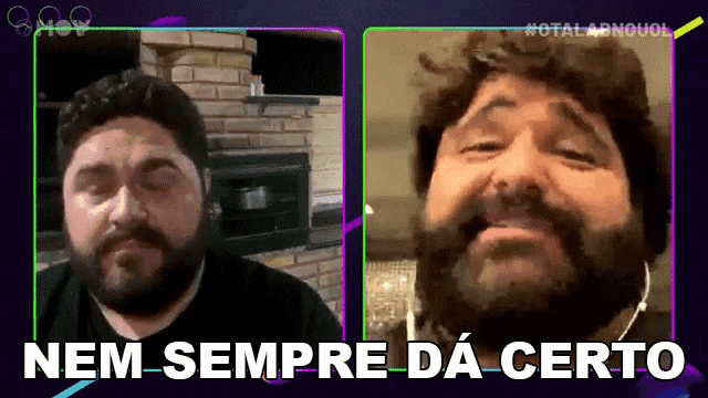 two pictures of a man with a beard and the words nem sempre da certo